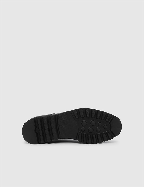 Turda Black Leather Crocodile Men's Daily Shoe