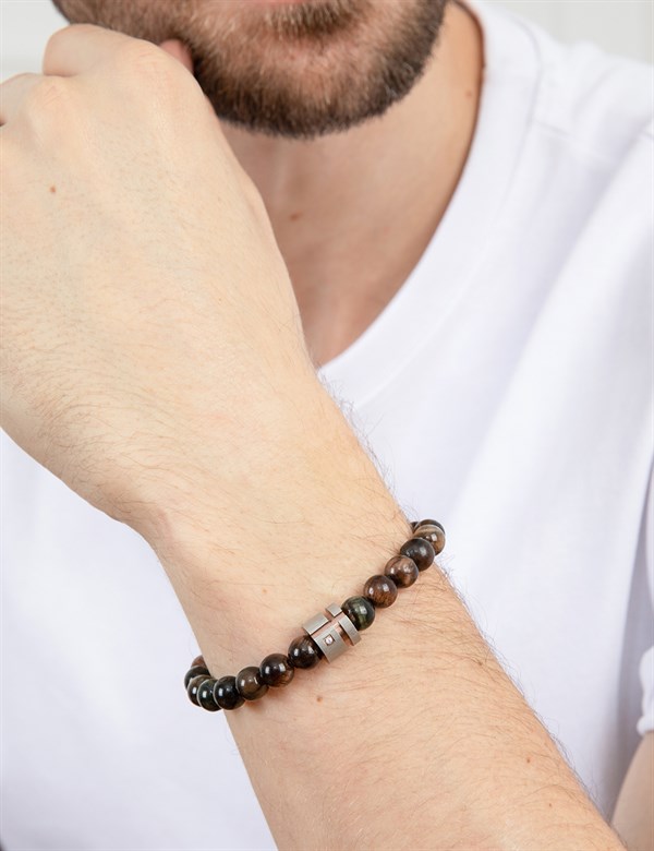 Unst Brown Men's Bracelet with Beads