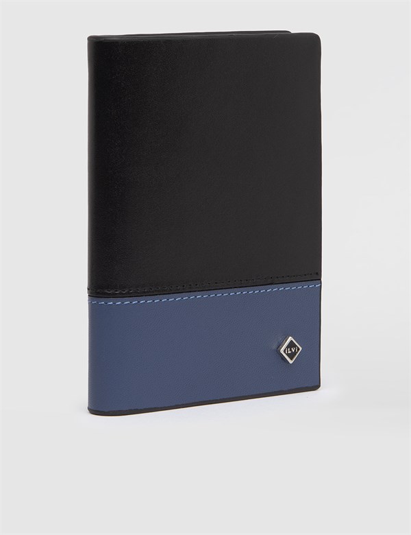 Vievis Black-Blue Leather Men's Wallet