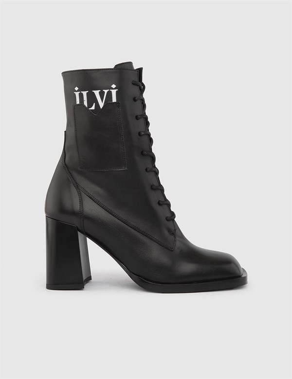 Waltz Black Leather Women's Heeled Boot