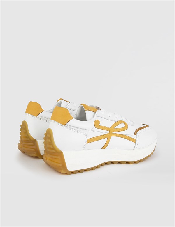 Yesr White-Mustard Leather Women's Sneaker