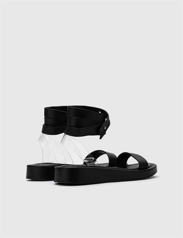 Zedet Black Leather Women's Sandal
