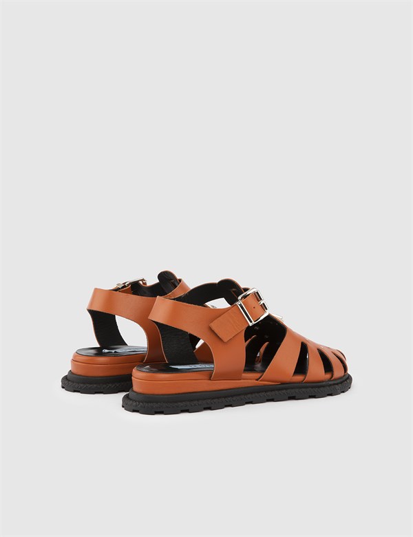 Zori Orange Leather Women's Sandal