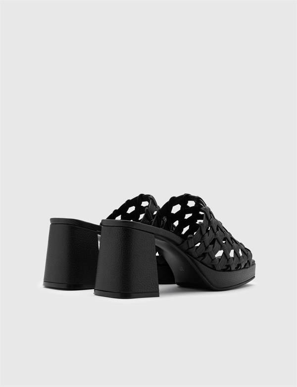 Tormey Black Leather Women's Heeled Slide