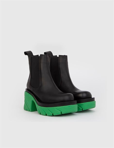 Treva Black-Green Leather Women's Boot