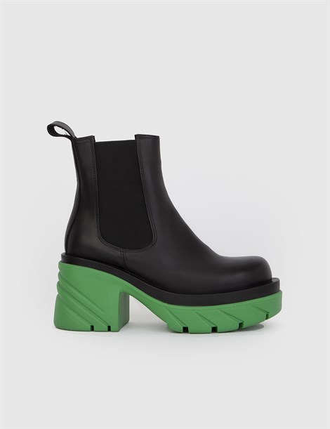 Treva Black-Green Leather Women's Boot