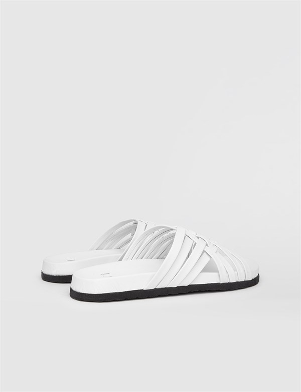 Umea White Leather Men's Slipper