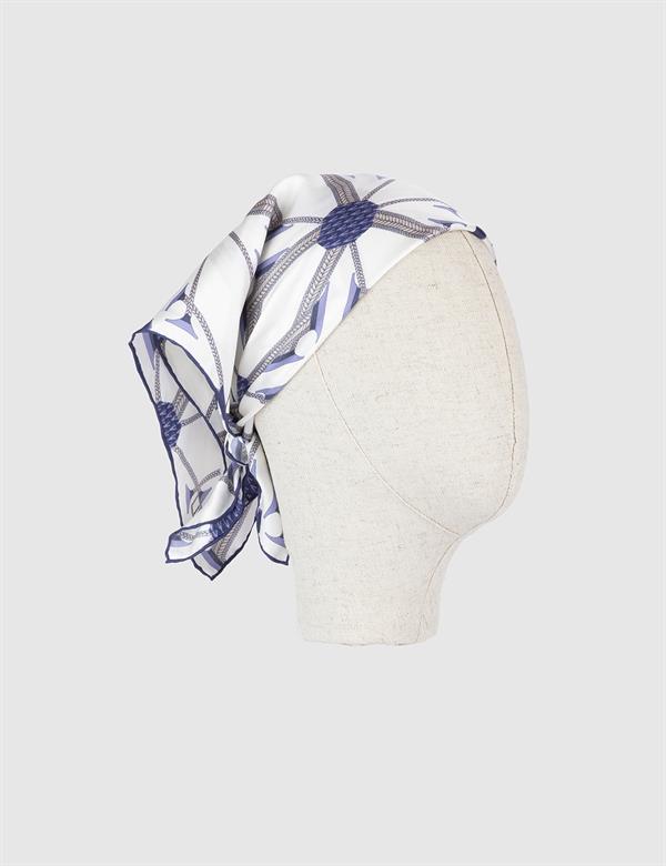 Valter White-Purple Silk Twill Women's Bandana