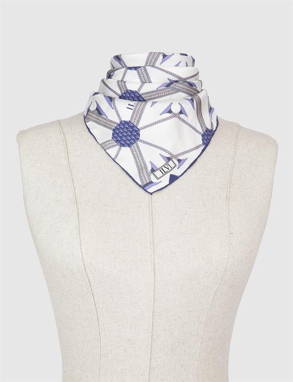 Valter White-Purple Silk Twill Women's Bandana