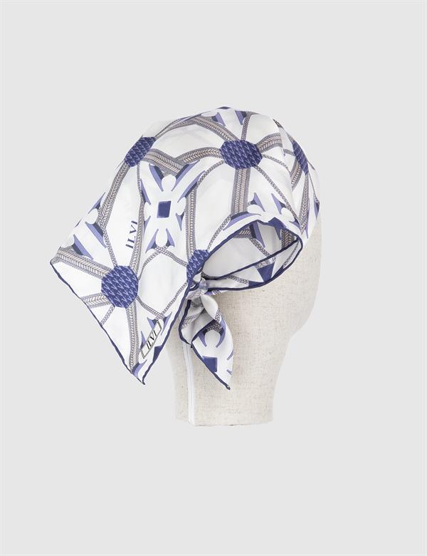 Valter White-Purple Silk Twill Women's Bandana