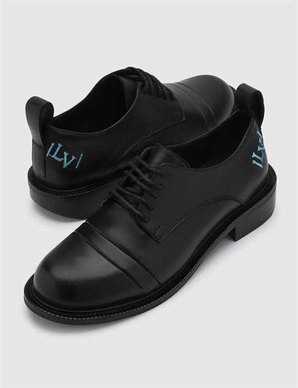 Vina Black Leather Women's Oxford