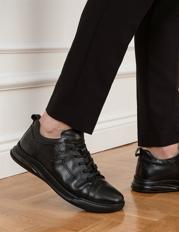 Vinca Antique Black Leather Men's Sneaker