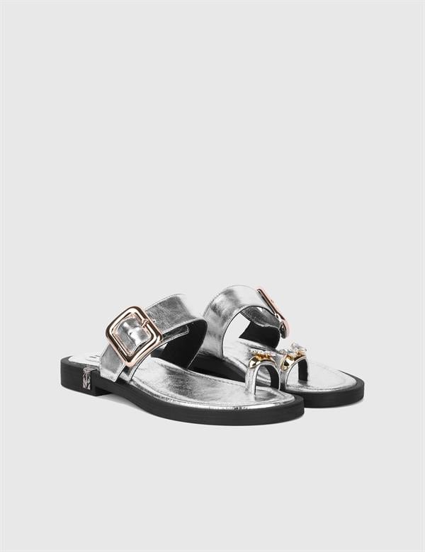 Walgi Silver Leather Women's Slide