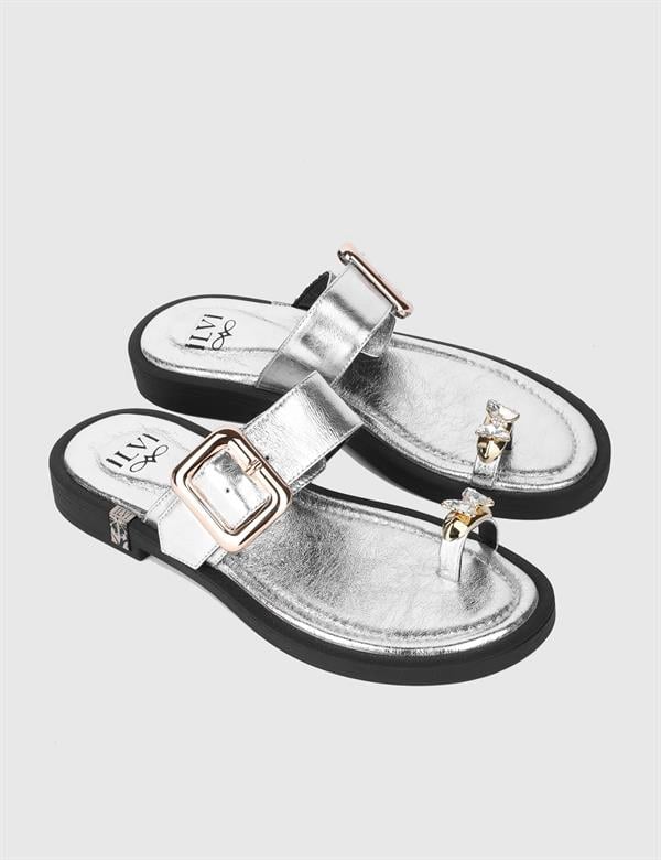 Walgi Silver Leather Women's Slide