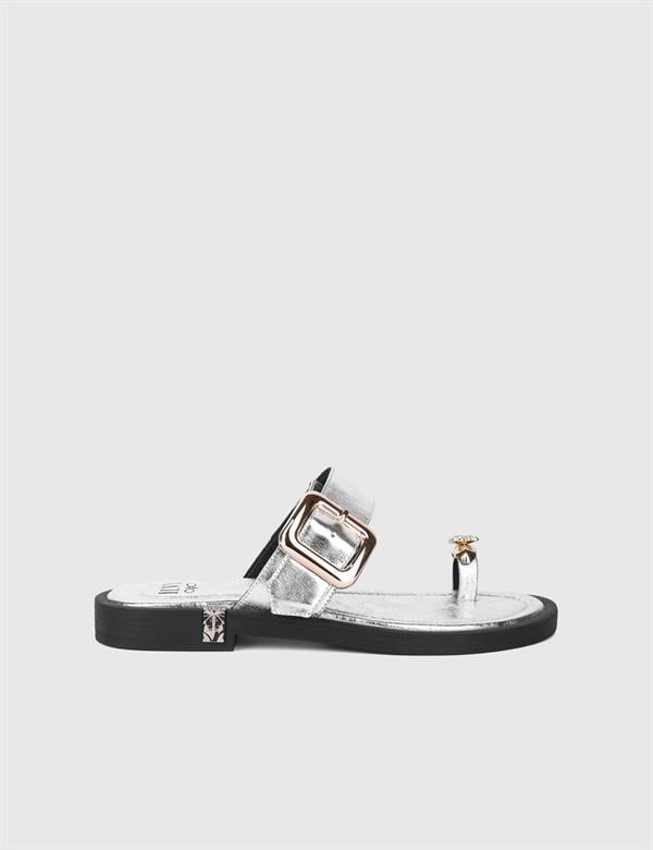 Walgi Silver Leather Women's Slide