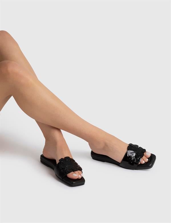 Warrah Black Patent Leather Women's Slide