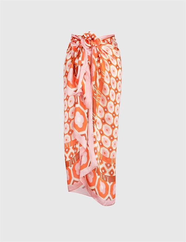 Wil Orange-Pink-Beige Silk Chiffon Women's Pareo