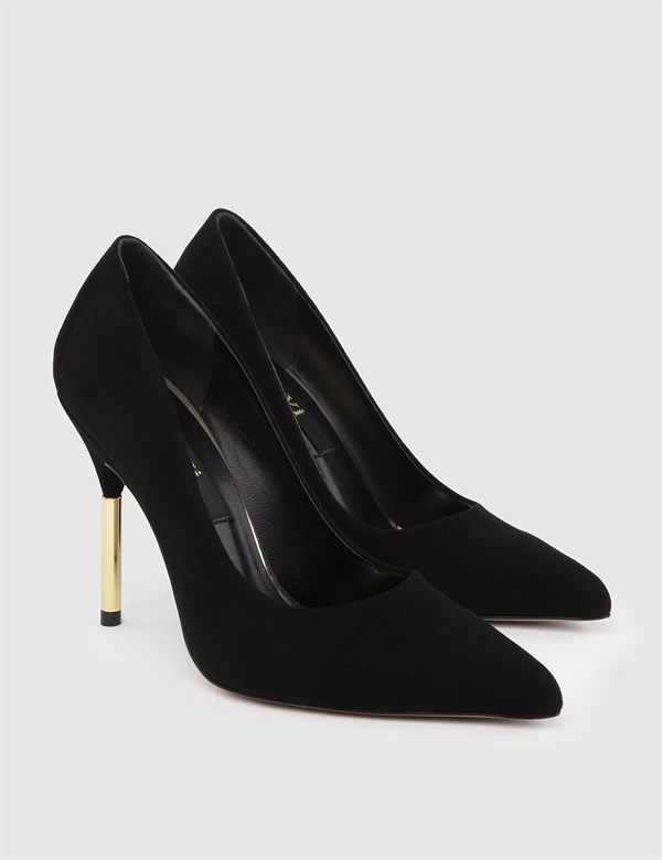 Winnipeg Kadın Stiletto Siyah Süet