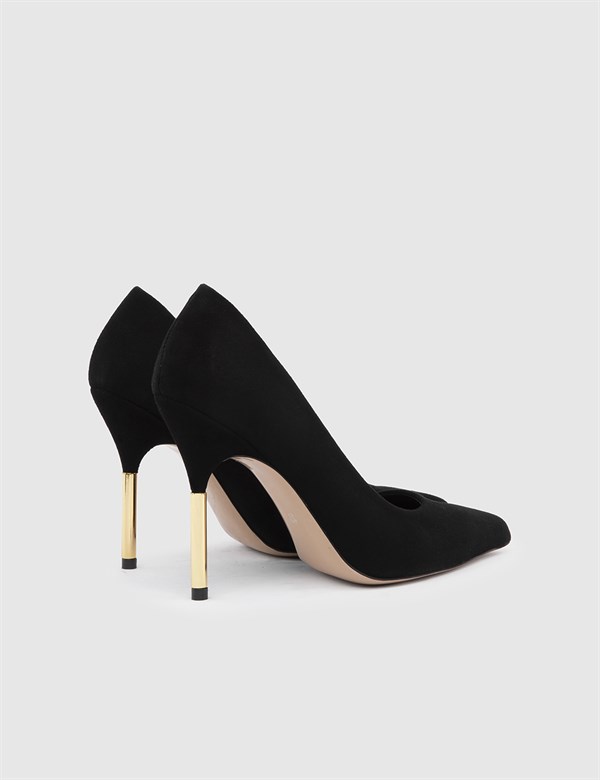 Winnipeg Kadın Stiletto Siyah Süet