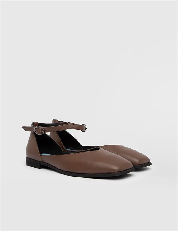Yohio Brown Leather Women's Ballerina