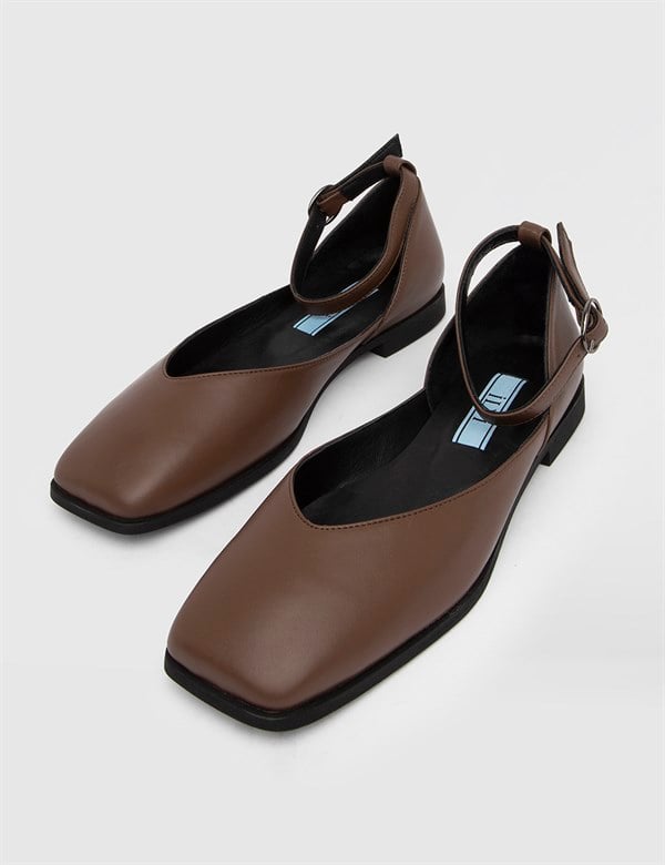 Yohio Brown Leather Women's Ballerina