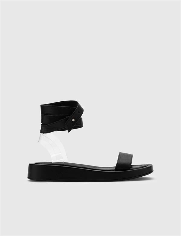 Zedet Black Leather Women's Sandal