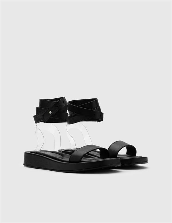 Zedet Black Leather Women's Sandal