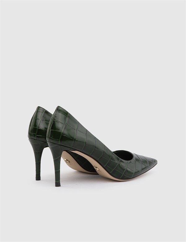 Zilina Green Leather Crocodile Women's Stiletto