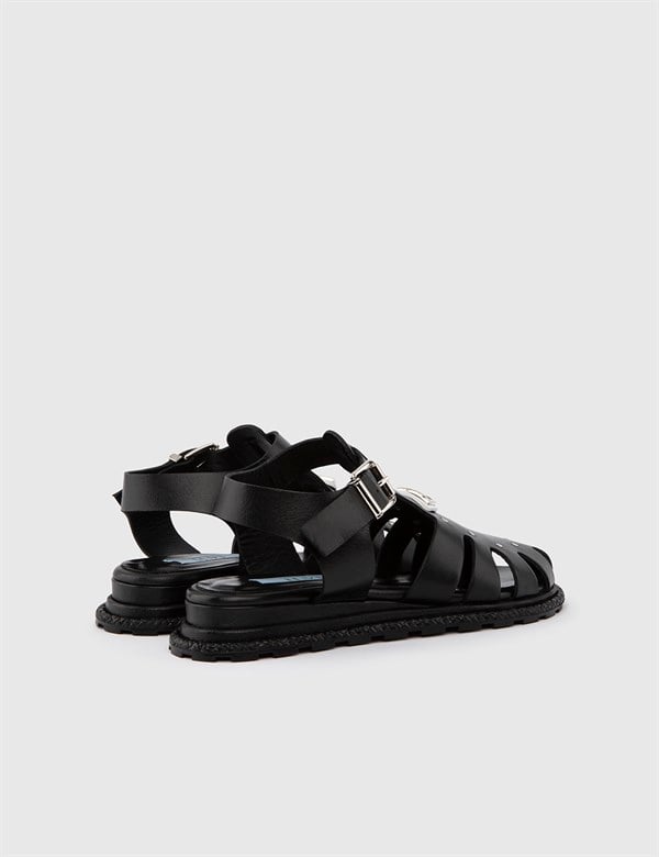 Zori Black Leather Women's Sandal