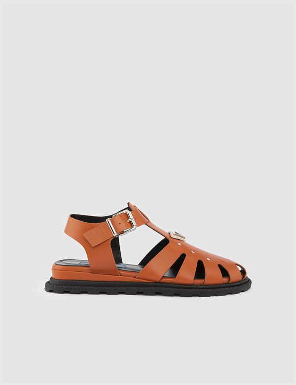 Zori Orange Leather Women's Sandal