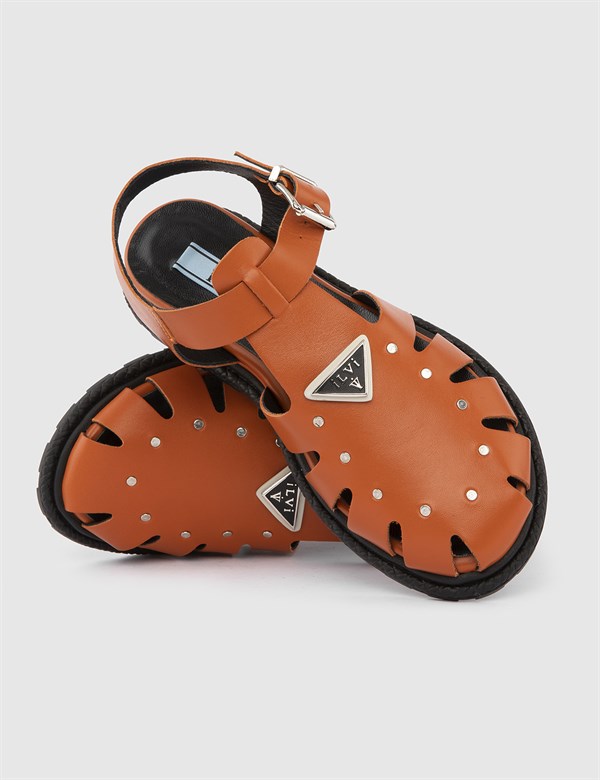 Zori Orange Leather Women's Sandal