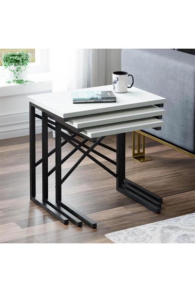 Zg1 3lü Zigon Sehpa - Beyaz