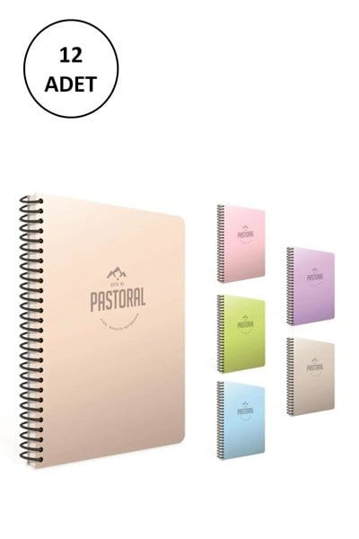 Pastoral Spiralli Pp Kapak Defter 17x24cm 72 Yaprak Kareli (12 ADET)