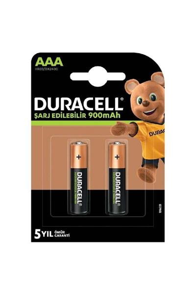 Şarj Edilebilir AAA İnce Kalem Pil (2'li Paket), 900 mAh NiMH,