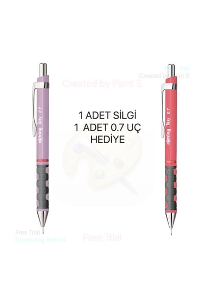 Versatil uçlu Kalem Tikky 0.7 mm LİLA ve GÜL KURUSU SET ( 1 SİLGİ VE 1 UÇ HEDİYE )