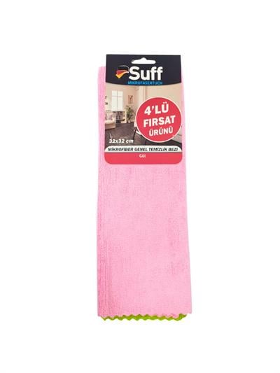 Suff 4'lü Gül Mikrofiber Genel Temizlik Bezi 32x32