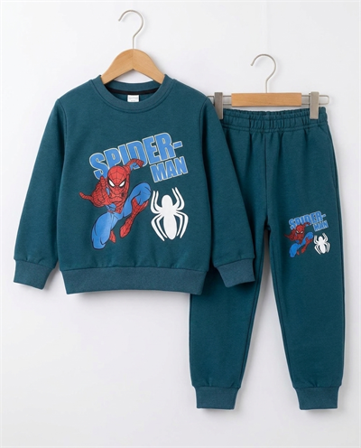 001809 Spiderman Baskılı Şardonlu Erkek Takım YEŞİL