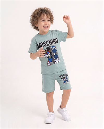 01105-1 Mickey Mouse Baskılı Erkek Çocuk Takım YEŞİL