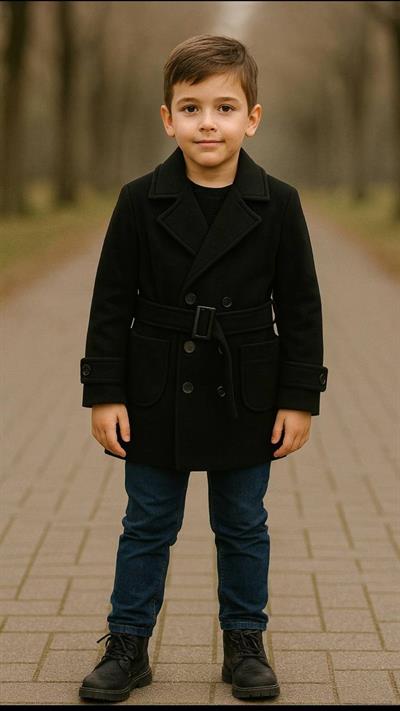 0308 Kuşak Detaylı Kaşe SİYAH