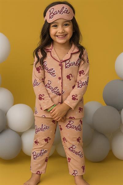 0605-6 Barbie Kız Çocuk Pijama Takım PEMBE