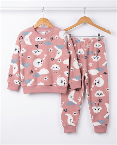 0810-3 Bulut Desenli Polar Pijama Takımı SOMON