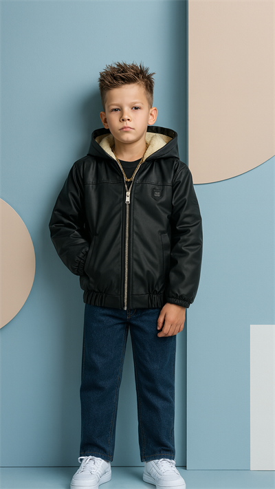 0909 İçi Peluş Deri Mont SİYAH