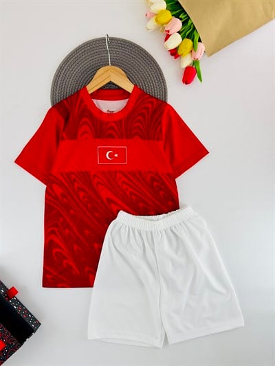 0205-3 Türkiye Krç Baskılı Erkek Çocuk Forma-KIRMIZI