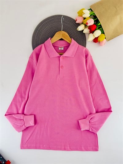 1212 Uzun Kol Unisex Yakalı Çocuk Lacost-PEMBE