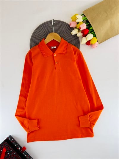 1212 Uzun Kol Unisex Yakalı Çocuk Lacost-TURUNCU