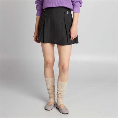 Önden Pleli Mini Etek