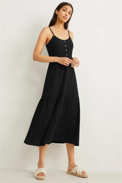 Askılı Uzun Müslin Elbise