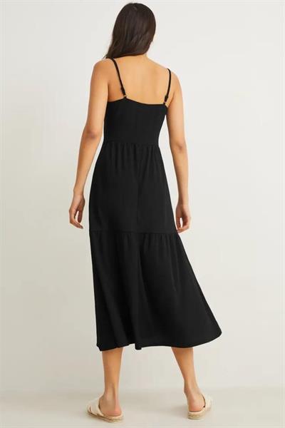 Askılı Uzun Müslin Elbise