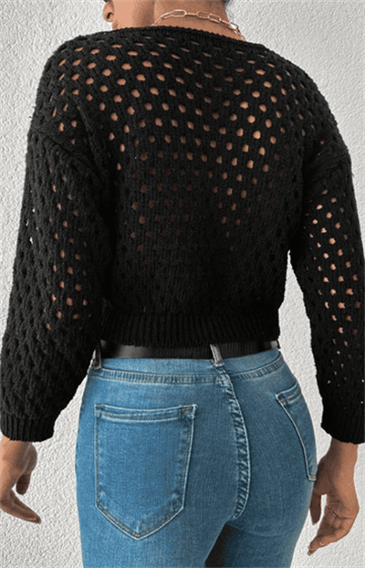 ÜÇ DÜĞMELİ AJURLU KISA TRİKO HIRKA