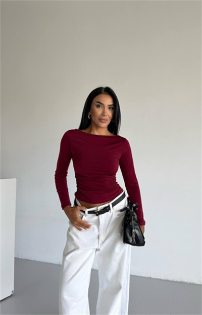Yandan Büzgülü Sandy Crop Bluz